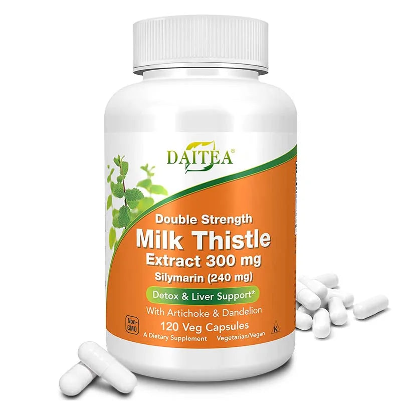 Milk Thistle, Artichoke & Dandelion Dual Action Milk Thistle Extract 300mg, Liver Protectant, Fatty Liver Supplement, Alcoholism