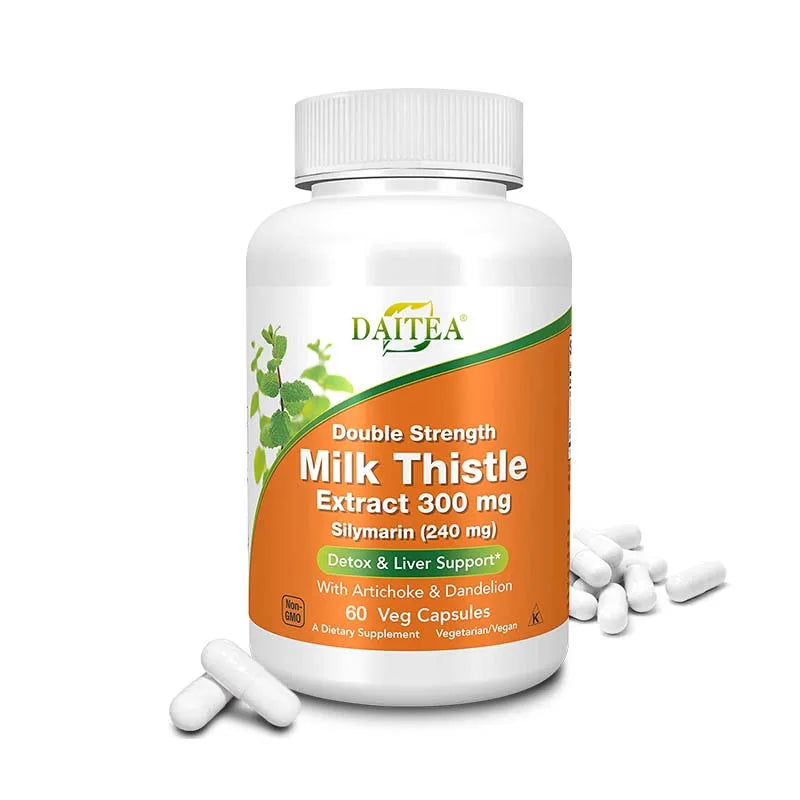 Milk Thistle, Artichoke & Dandelion Dual Action Milk Thistle Extract 300mg, Liver Protectant, Fatty Liver Supplement, Alcoholism