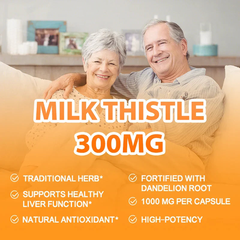 Milk Thistle, Artichoke & Dandelion Dual Action Milk Thistle Extract 300mg, Liver Protectant, Fatty Liver Supplement, Alcoholism