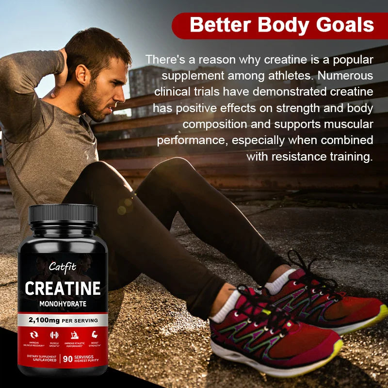 Monohydrate Creatina Capsule Whey Protein Enhance Athletic, Muscle Growth, Provide Energy For Gym, 1x 90pcs