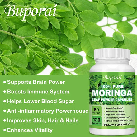 Moringa - Immune System, Energy & Metabolism Natural Anti-inflammatory Helps Detox, Antioxidant