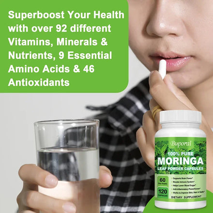Moringa - Immune System, Energy & Metabolism Natural Anti-inflammatory Helps Detox, Antioxidant