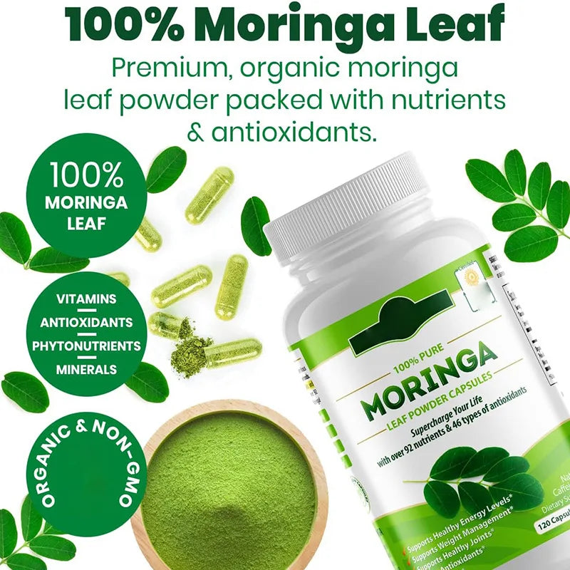Moringa Oleifera 1000mg Capsuels with Organic Moringa Leaf Powder Antioxidant & Immune Support Energy Booster