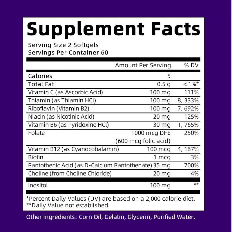 Mulittea Vitamin B Complex Capsules Help Relieve Fatigue Improve Digestion Reduce Stress Better Mood Support Immune Supplement