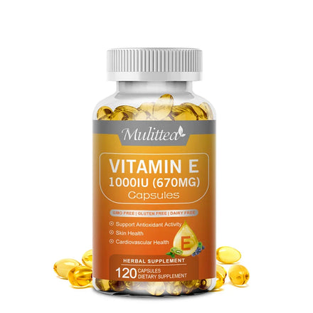 Mulittea Vitamin E Capsules Helps Blood Birculation and Antioxidant &Brightens Skin Tone Daily Vitamin Supplement Beauty Health