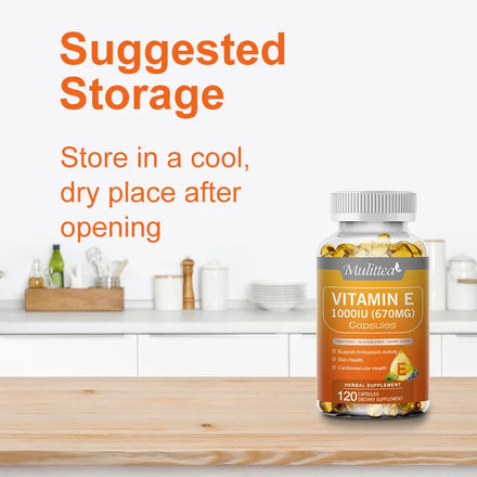 Mulittea Vitamin E Capsules Helps Blood Birculation and Antioxidant &Brightens Skin Tone Daily Vitamin Supplement Beauty Health