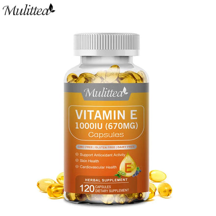 Mulittea Vitamin E Capsules Helps Blood Birculation and Antioxidant &Brightens Skin Tone Daily Vitamin Supplement Beauty Health