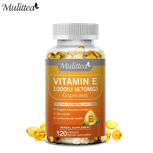 Mulittea Vitamin E Capsules Helps Blood Birculation and Antioxidant &Brightens Skin Tone Daily Vitamin Supplement Beauty Health