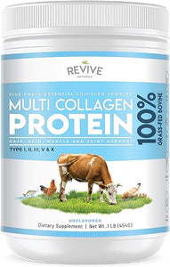 Multi Collagen Hydrolyzed Protein Powder (16oz) - Types I, II, III, V & X - Grass Fed Bovine, Wild Caught Marine, Free Roaming Chicken & Eggshell Collagen Peptides, in Pakistan