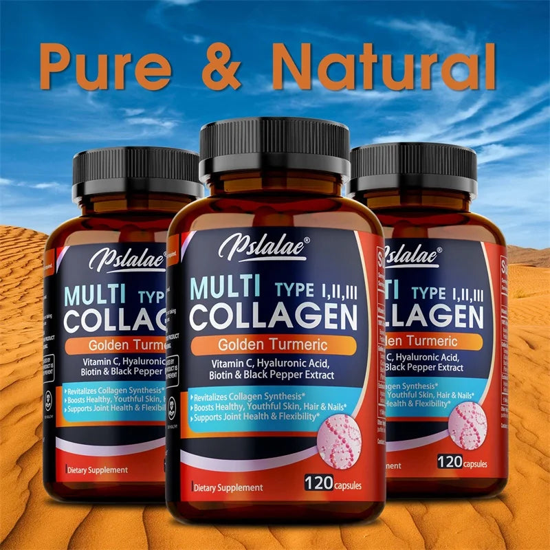 Multi Collagen Peptides with Golden Turmeric - Antioxidant, Moisturizes Skin, Reduces Fine Lines, Supports Skin, Hair and Joints