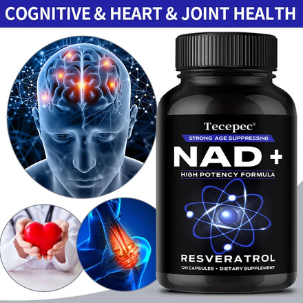 NAD+ Supplements, Supplements with Quercetin + Resveratrol - Supports Cell Health, Muscle, Brain, Vision and Heart Health