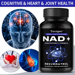 NAD+ Supplements, Supplements with Quercetin + Resveratrol - Supports Cell Health, Muscle, Brain, Vision and Heart Health