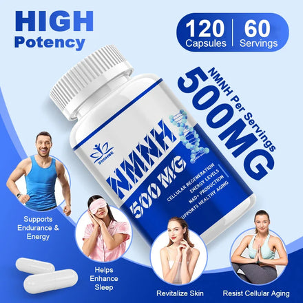 NMNH Supplements - Improve NAD Levels - Reduces Wrinkles,Skin Health -Energy,Immunity,Focus Support - NMN Capsules Alternatives