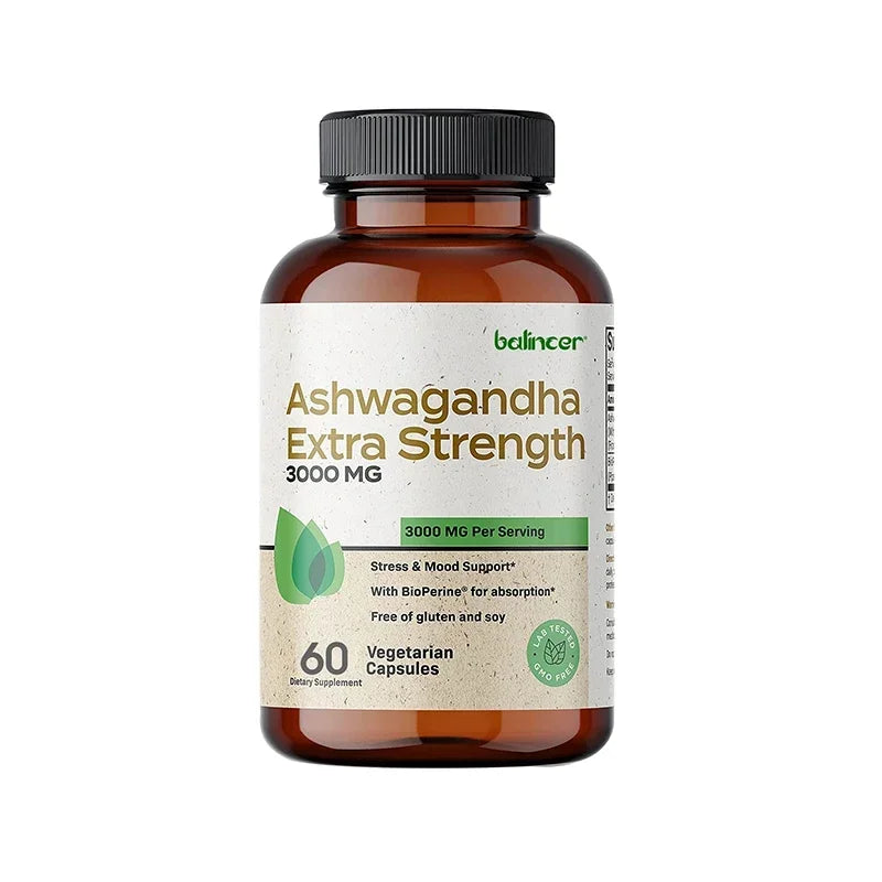 Natural Ashwagandha Stress & Mood Relief Herbal Vegetarian KSM-66 Capsules Anti-Anxiety Stress Relief Brain Health