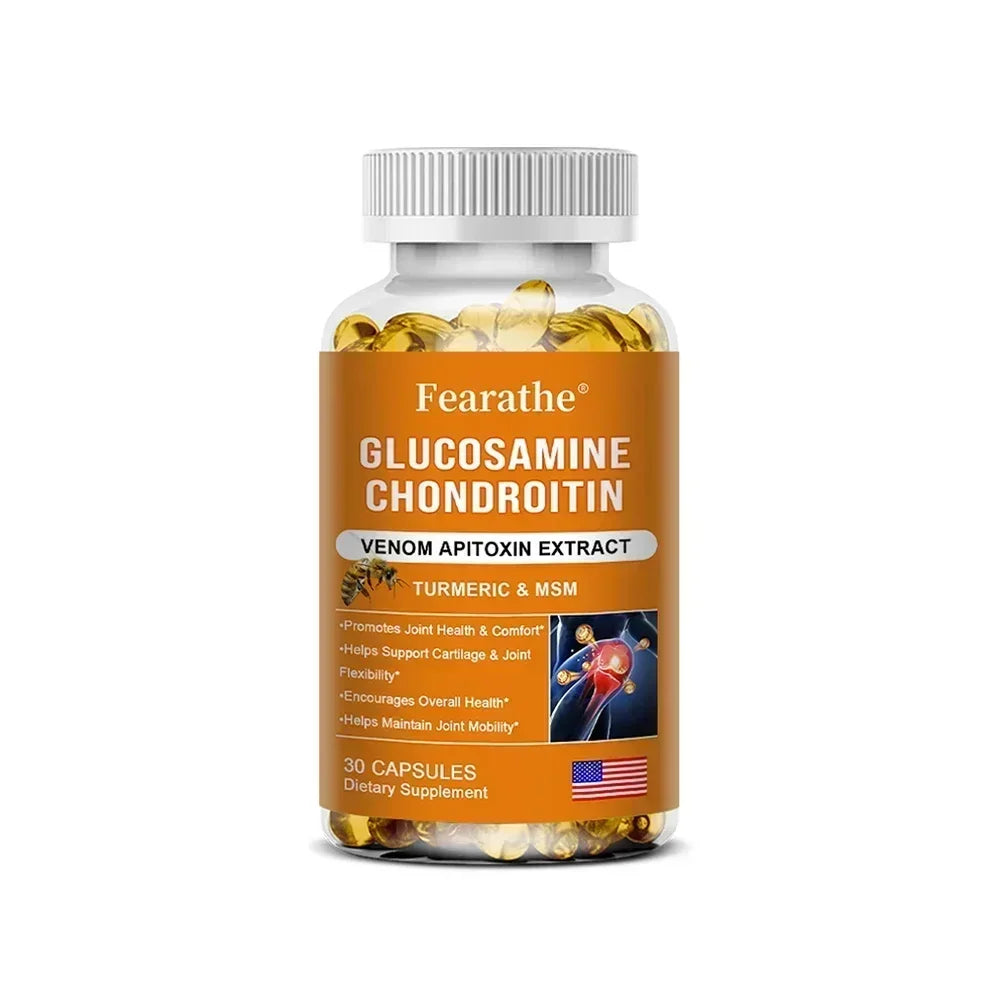 Natural Bee Venom Extract Glucosamine Chondroitin Capsules- Joint Support, Anti-Aging, Anti-Inflammation, Antioxidant, Cartilage