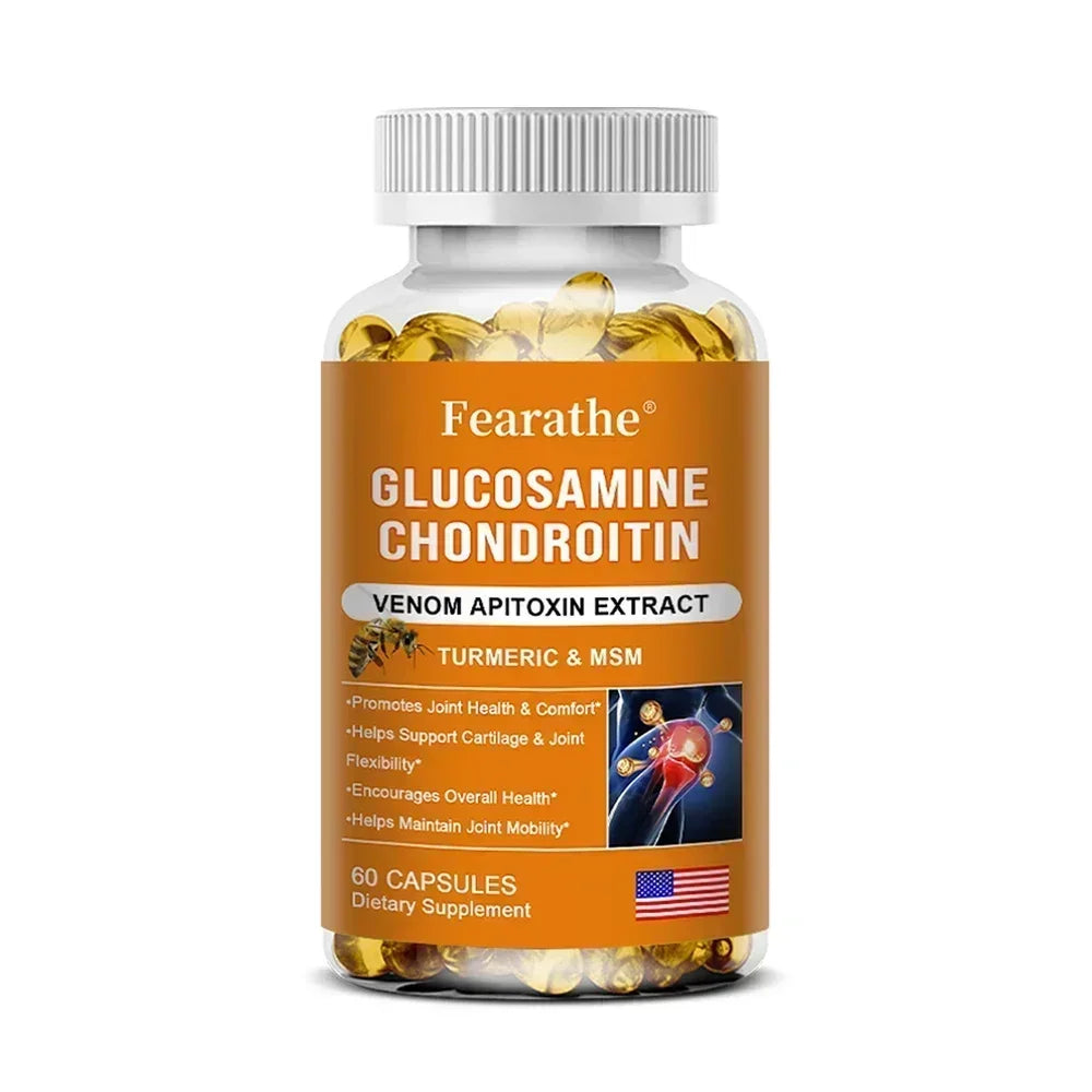 Natural Bee Venom Extract Glucosamine Chondroitin Capsules- Joint Support, Anti-Aging, Anti-Inflammation, Antioxidant, Cartilage