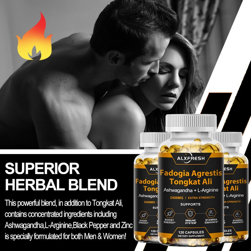 Natural Fadogia Agrestis with Tongkat Ali Root Extract for Testosterone Booster Stamina Energy Supplement