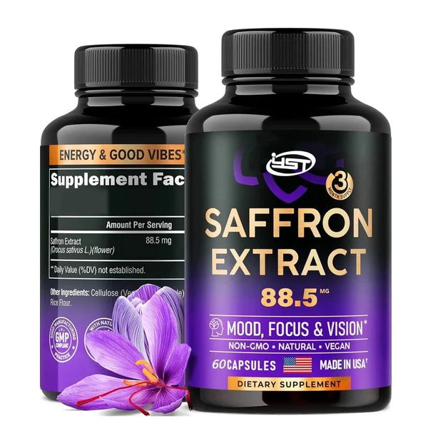 Natural Saffron Supplement Mood | Focus | Vision | Energy Support - Male and Female Eye Health - Non GMO -60 capsules, in Pakistan Natural Saffron Supplement Mood | Focus | Vision | Energy Support - Male and Female Eye Health - Non GMO -60 capsules, in Pakistan