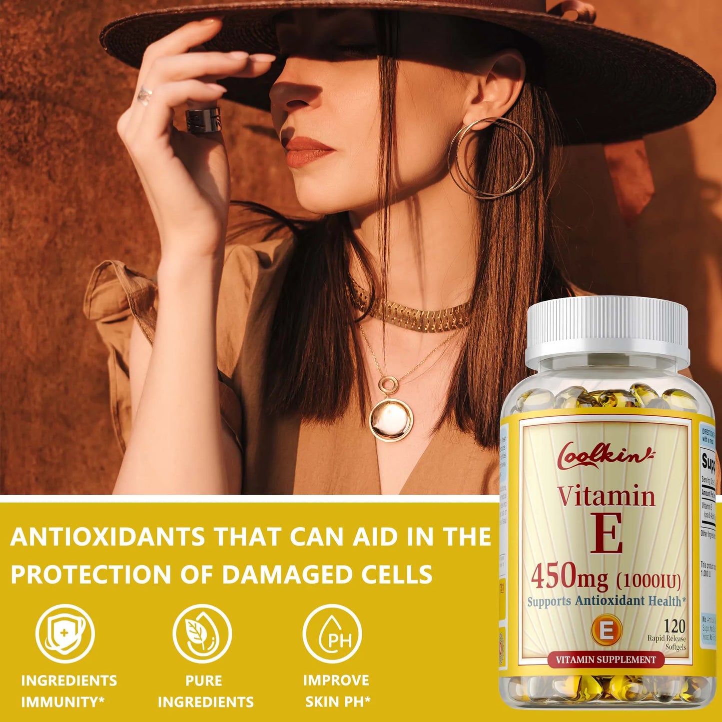 Natural Vitamin E Capsules 450 Mg, Supports Immune Function, Antioxidant Dietary Supplement for Men and Women