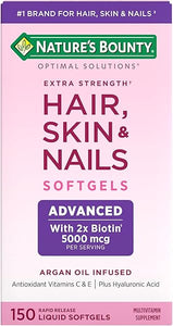 Nature's Bounty Advanced Hair, Skin & Nails, Argan-Infused Vitamin Supplement with Biotin and Hyaluronic Acid, 150 Rapid Release Softgels in Pakistan