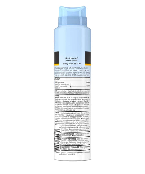 Neutrogena Sunscreen Spray Ultra Sheer Body Mist SPF 70