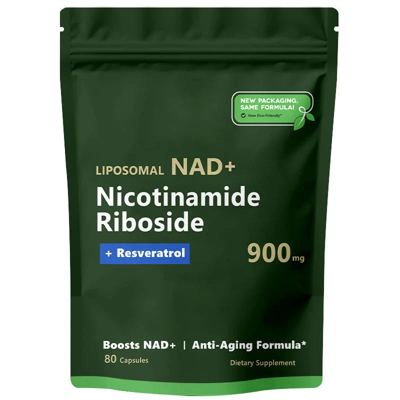 Niacinamide nucleoside 900mg, liposomal resveratrol, high-purity NAD and NMN supplements, anti-aging, energy, focus -80 capsules