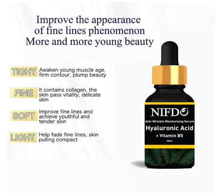 Nifdo Anti Wrinkle Serum in Pakistan, Pure Hyaluronic Acid Serum with Vitamin B5, Skin Moisturizing Serum