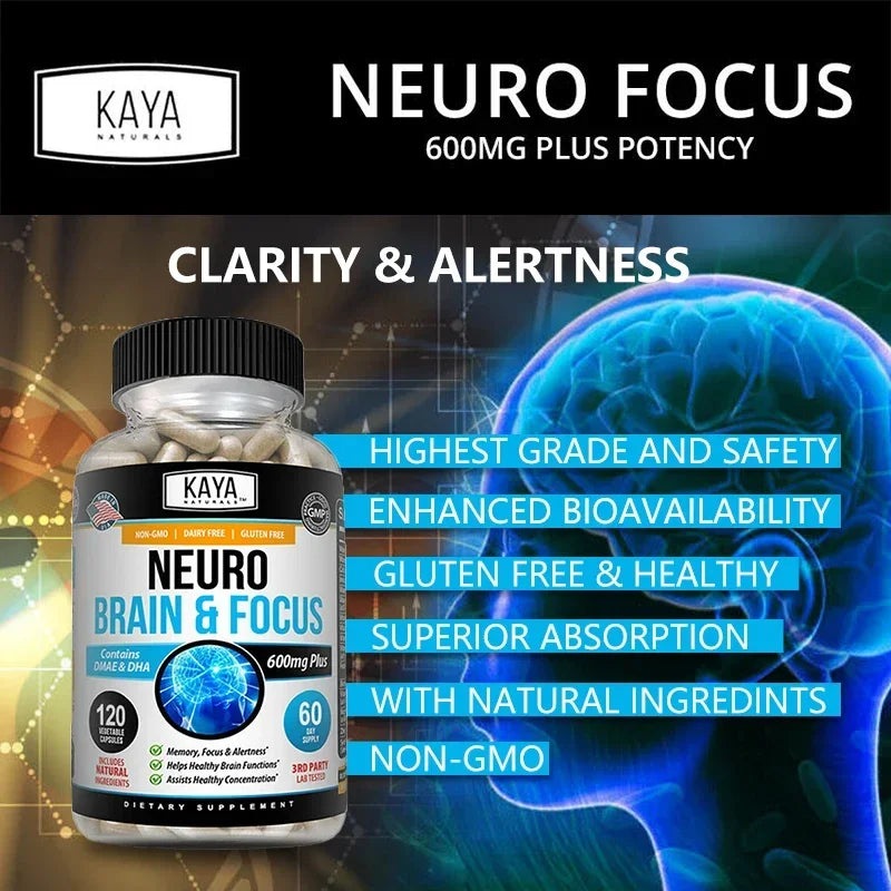 Nootropic Brain & Focus Supplement - Neurokines & B Vitamins - for Memory, Mental Focus, Cognitive Function & Learning Accuracy