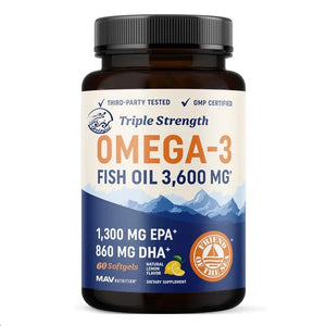 Omega 3 60 capsules fish oil over 2100 milligrams Omega 3 fatty acids | 1300 milligrams EPA+860 milligrams DHA