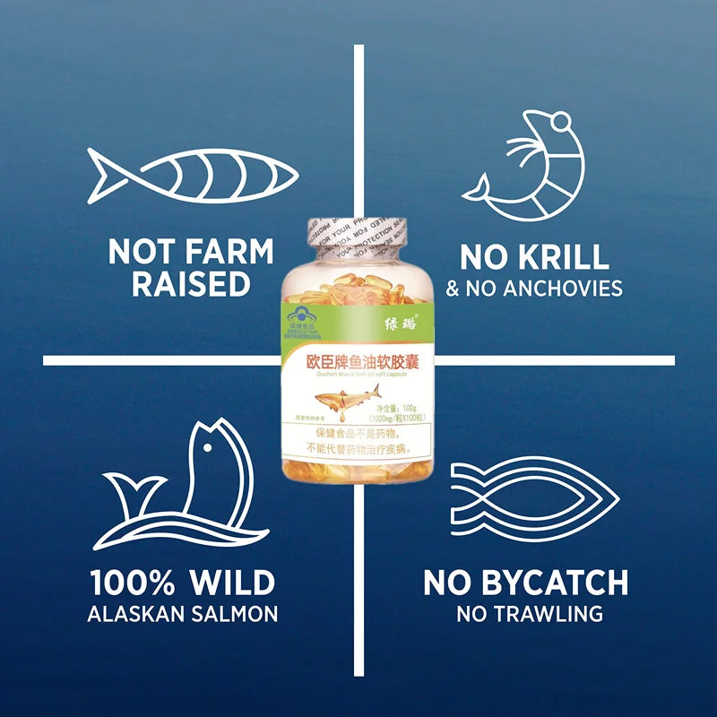 Omega 3 Fish Oil Capsule 1000 Mg Designed To Support Heart Brain Joints & Skin With EPA DHA Vitamins E Non-GMO Food Supplement