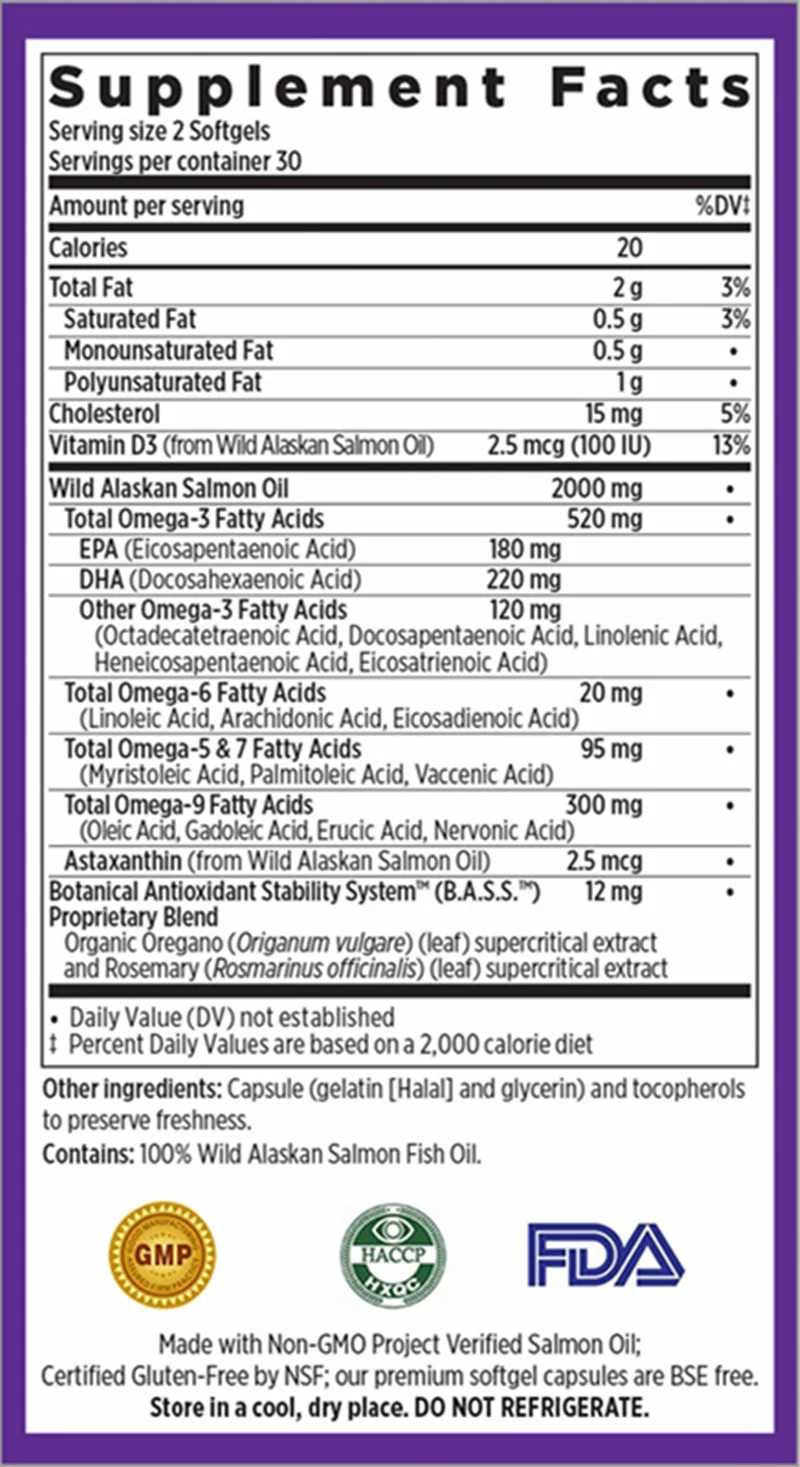 Omega 3 Fish Oil Capsule 1000 Mg Designed To Support Heart Brain Joints & Skin With EPA DHA Vitamins E Non-GMO Food Supplement
