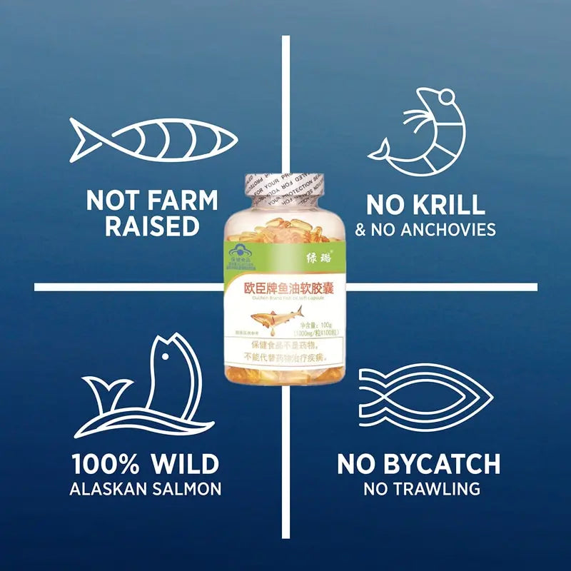 Omega 3 Fish Oil Capsule 1000 Mg Designed To Support Heart Brain Joints & Skin With EPA DHA Vitamins E Non-GMO Food Supplement