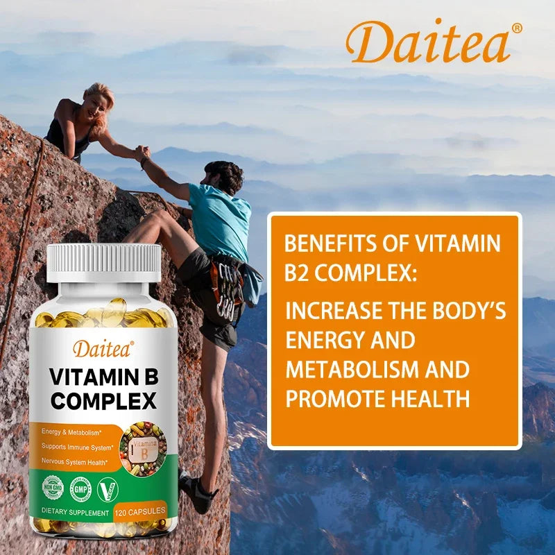 Organic Vitamin B Complex Supports Energy, Immune Health, Antioxidant Supplement - 30/60/120 Vegetarian Capsules