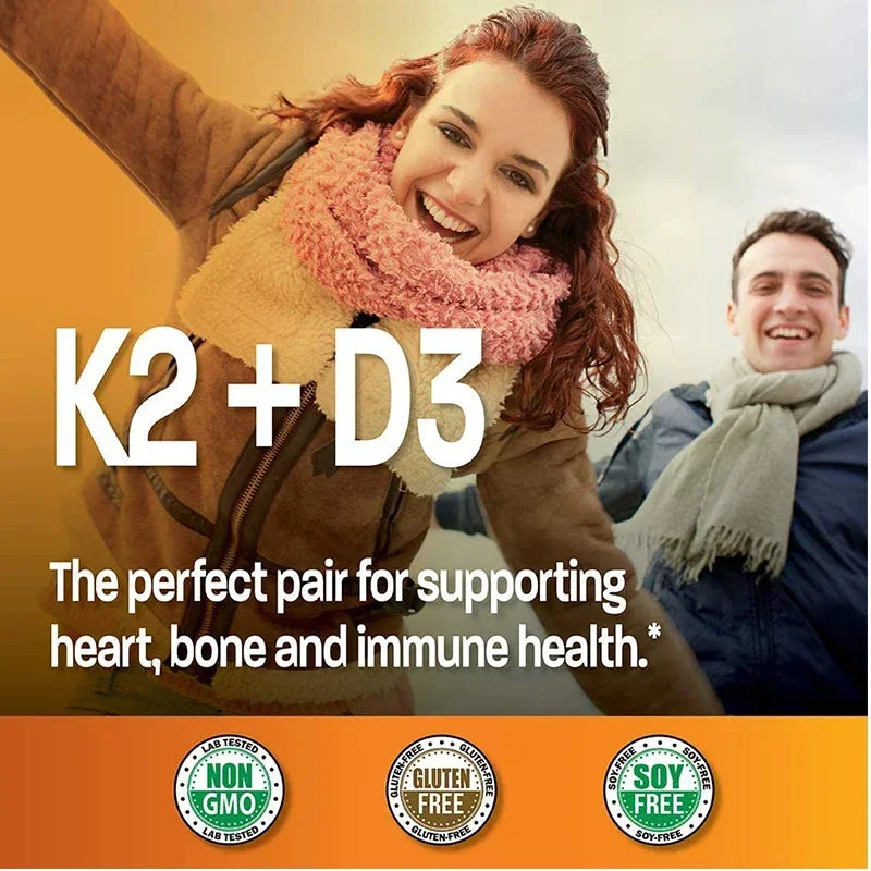 Organic Vitamin K2 (MK-7) 900 Mg +D3 5000 IU 2-in-1 Support Supplement - Efficient Absorption - Overall Immune Health