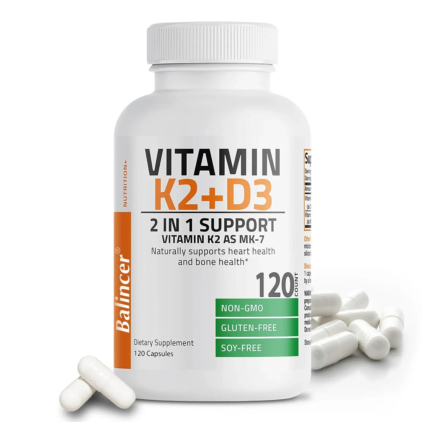 Organic Vitamin K2 (MK-7) 900 Mg +D3 5000 IU 2-in-1 Support Supplement - Efficient Absorption - Overall Immune Health