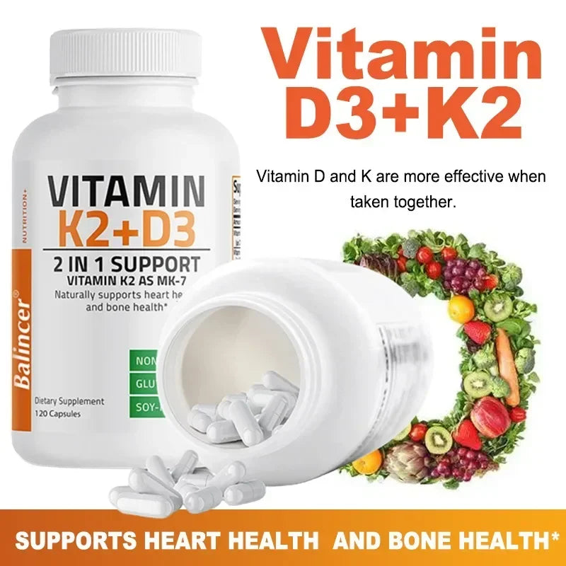 Organic Vitamin K2 (MK-7) 900 Mg +D3 5000 IU 2-in-1 Support Supplement - Efficient Absorption - Overall Immune Health
