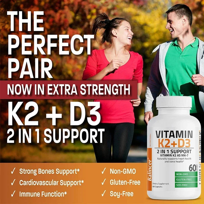 Organic Vitamin K2 (MK-7) 900 Mg +D3 5000 IU 2-in-1 Support Supplement - Efficient Absorption - Overall Immune Health