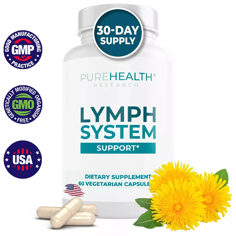 PUREHEALTH RESEARCH Lymphatic System Support Supplement - with Dandelion Extract
