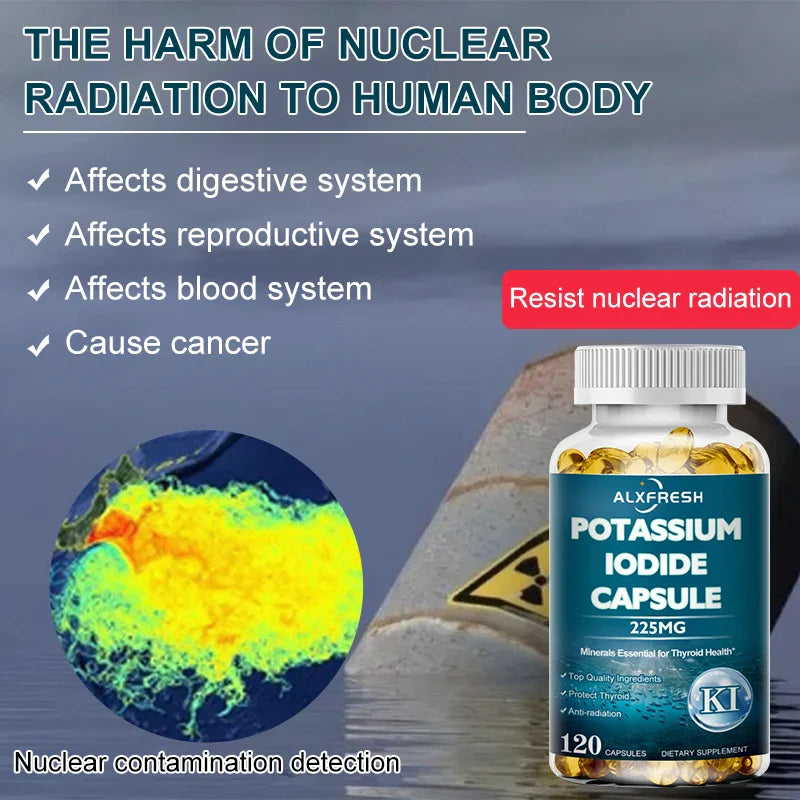 Potassium Iodide Supplement 225 mg Dietary Thyroid Support Protectant KI Iodine Tablets Vitamin Optimum Potassium