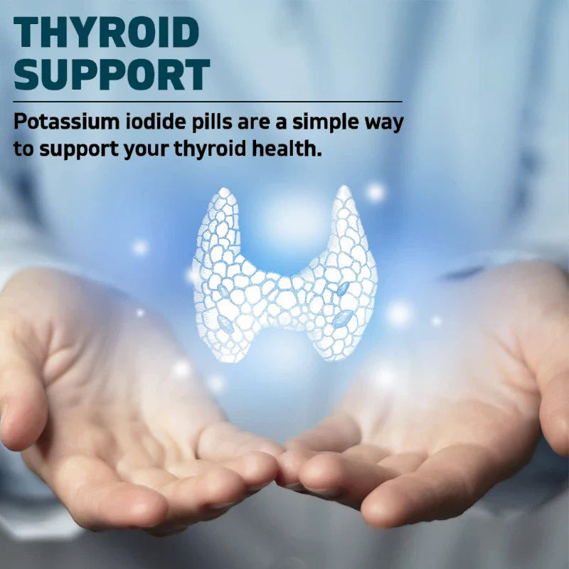 Potassium Iodide Supplement 225 mg Dietary Thyroid Support Protectant KI Iodine Tablets Vitamin Optimum Potassium