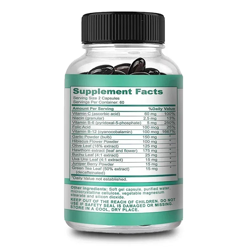 Premium Blood Pressure Supplement for Cardiovascular and Heart Health with Garlic, Hawthorn & Hibiscus - 120 Capsules