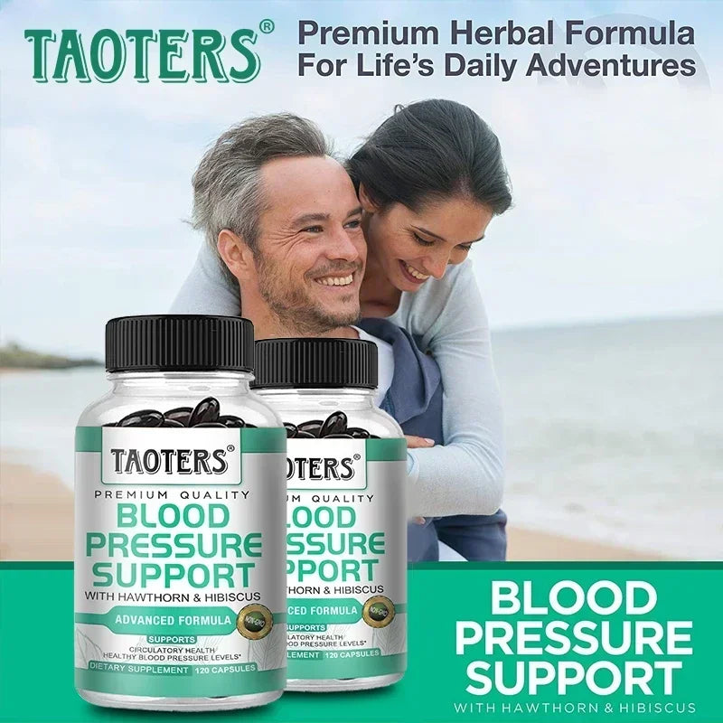 Premium Blood Pressure Supplement for Cardiovascular and Heart Health with Garlic, Hawthorn & Hibiscus - 120 Capsules