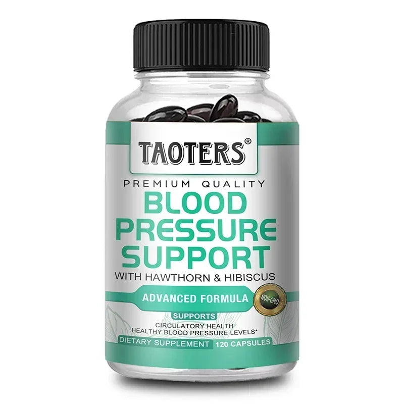 Premium Blood Pressure Supplement for Cardiovascular and Heart Health with Garlic, Hawthorn & Hibiscus - 120 Capsules