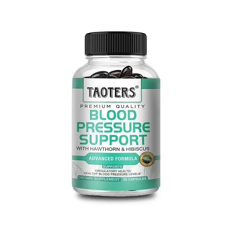 Premium Blood Pressure Supplement for Cardiovascular and Heart Health with Garlic, Hawthorn & Hibiscus - 120 Capsules