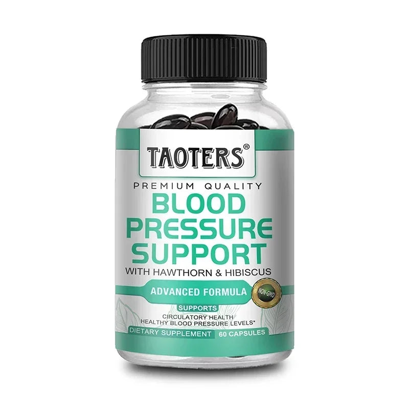 Premium Blood Pressure Supplement for Cardiovascular and Heart Health with Garlic, Hawthorn & Hibiscus - 120 Capsules