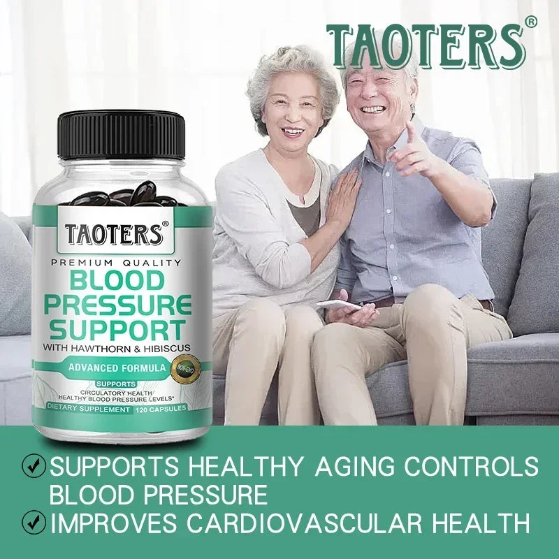 Premium Blood Pressure Supplement for Cardiovascular and Heart Health with Garlic, Hawthorn & Hibiscus - 120 Capsules