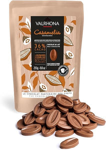 Premium French Baking Milk Chocolate Discs (Feves). CARAMELIA 36% Cacao. Creamy, Caramel, Salted Butter Notes. Easy Melt-Tempering. Milky, Balanced. Luscious Frosting, Sauces 250g (Pack of 1) in Pakistan