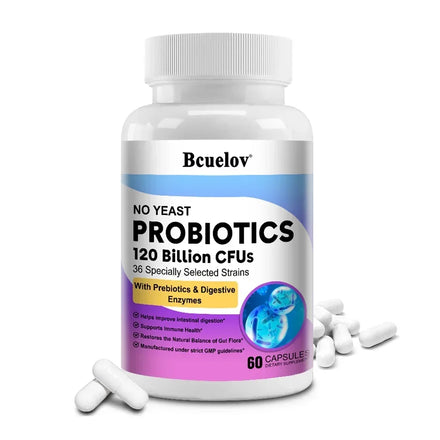 Probiotics 120 Billion CFU 36 Strains Contains Prebiotics and Digestive Enzymes for Digestion and Immune Support Vegan, Non-GMO