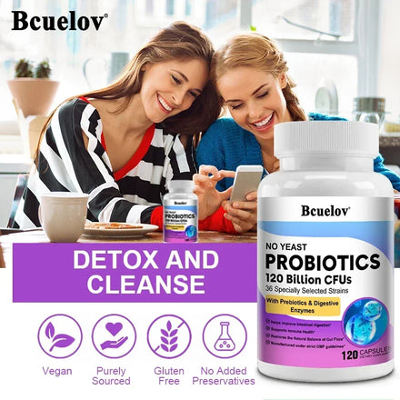 Probiotics 120 Billion CFU 36 Strains Contains Prebiotics and Digestive Enzymes for Digestion and Immune Support Vegan, Non-GMO