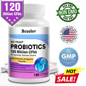 Probiotics 120 Billion CFU 36 Strains Contains Prebiotics and Digestive Enzymes for Digestion and Immune Support Vegan, Non-GMO